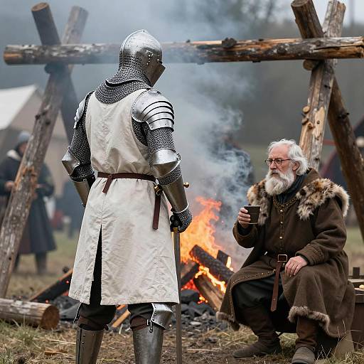 Dramatic Medieval Scene with Knight and Elder