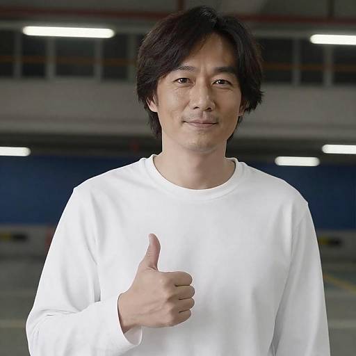 Smiling Asian Man in Parking Garage