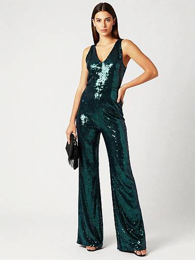 Emerald Sequin Wide-Leg Jumpsuit Shoot