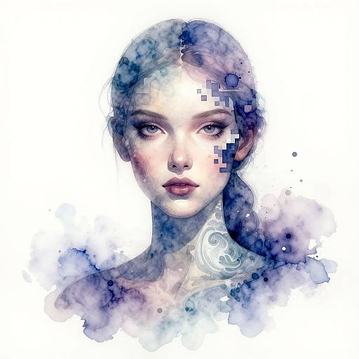 Watercolor AI Humanoid Portrait
