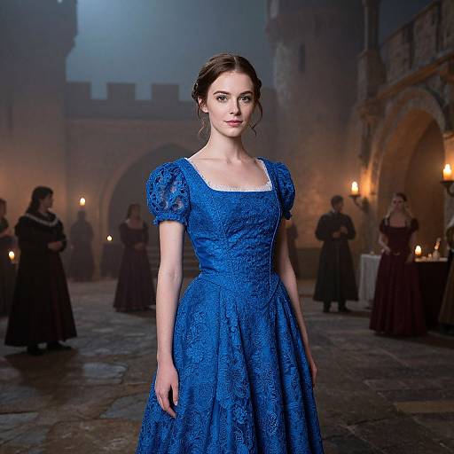 Actress in Blue Dress at Night Festival