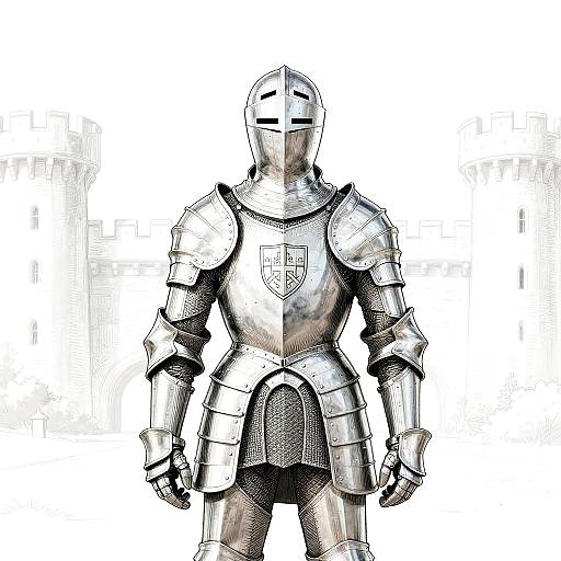Monochrome Noble Knight Line Art