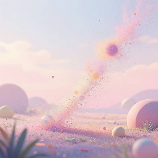 Surreal Pastel Particle Landscape