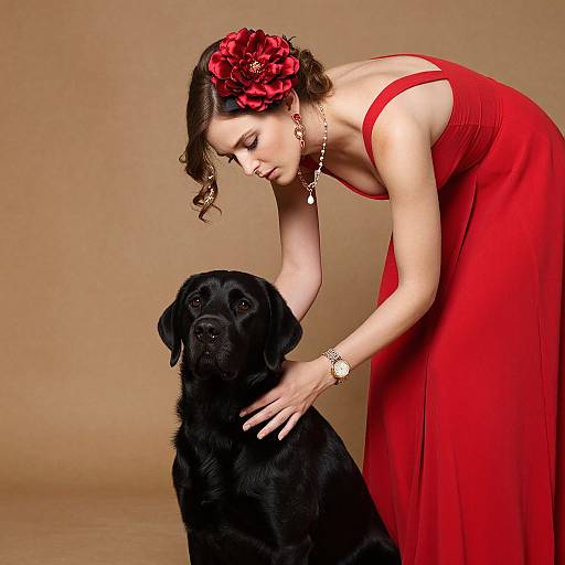 Elegant Woman with Black Labrador