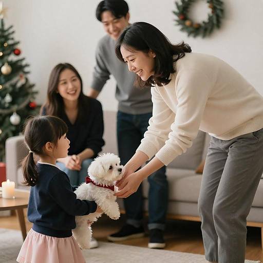 Joyful Family Christmas Living Room Scene