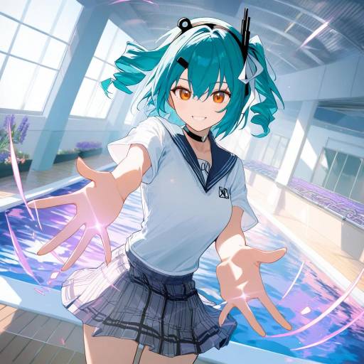 Energetic Schoolgirl at the Pool
