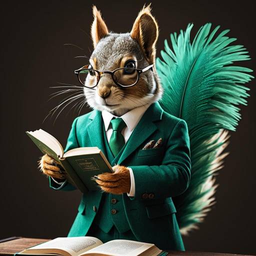 Stylish Squirrel Scholar in 3D Art