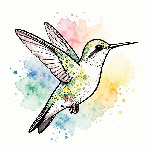 Colorful Line Art Hummingbird