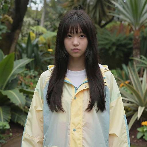 Long Bowl Cut Girl in Botanical Garden