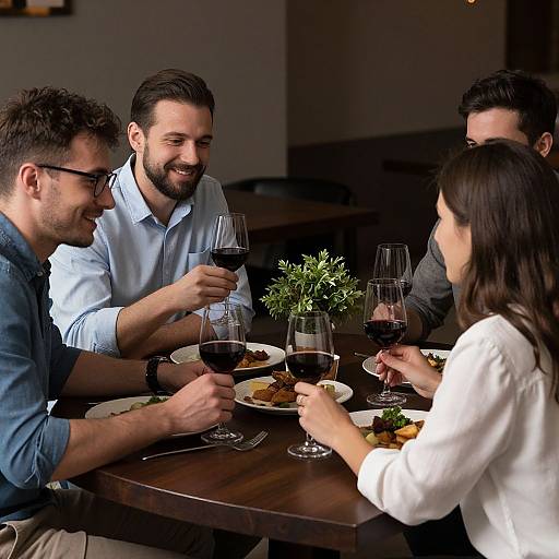 Friends Dining Together with Wine