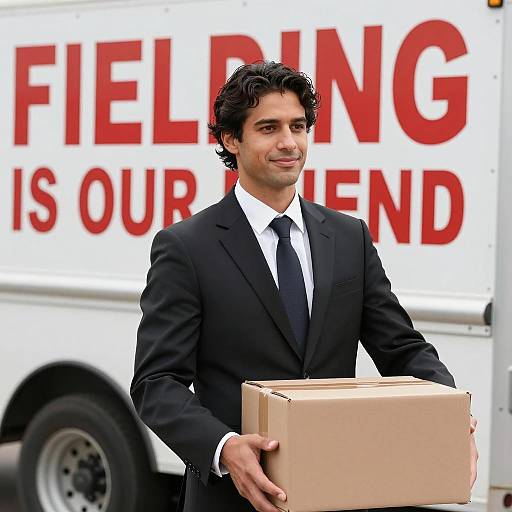 Man in Suit with Delivery Truck