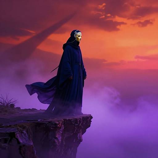 Enigmatic Figure on Luminescent Precipice