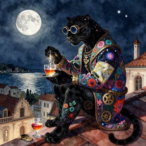 Moonlit Alchemist and Vibrant Panther