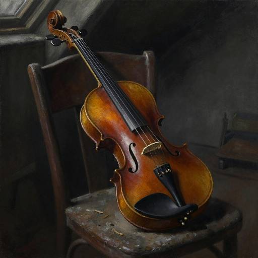 Charcoal Violin Painting in Attic