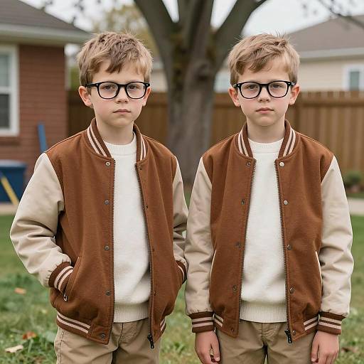 Young Boys in Suburban Backyard Scene