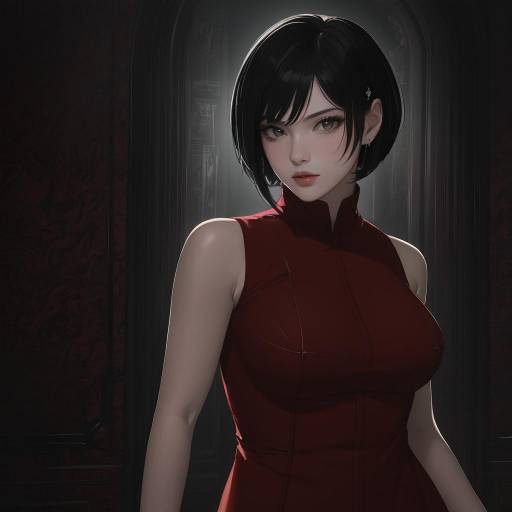 Illustration of Ada wong, resident evil in the style of Doremi