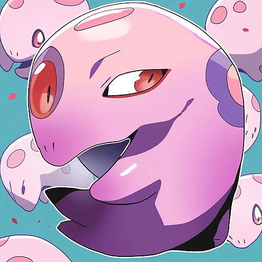 Illustration of Munna, pokemon in the style of Onikobe rin