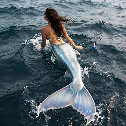 Realistic Full Body Mermaid Emerging