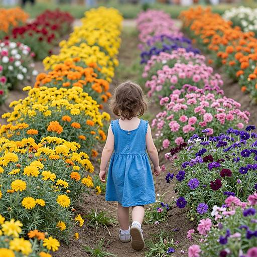 Child Exploring Vibrant Flower Field