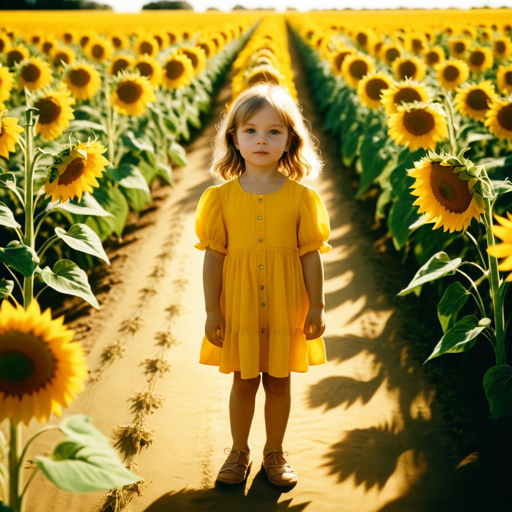 Cinematic Child in Sunflower Field