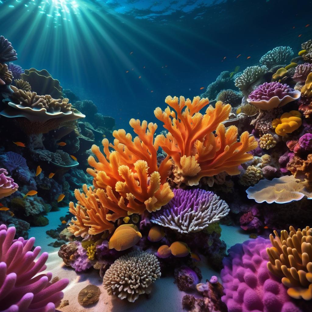 Radiant Coral Reef with Fibonacci Petals