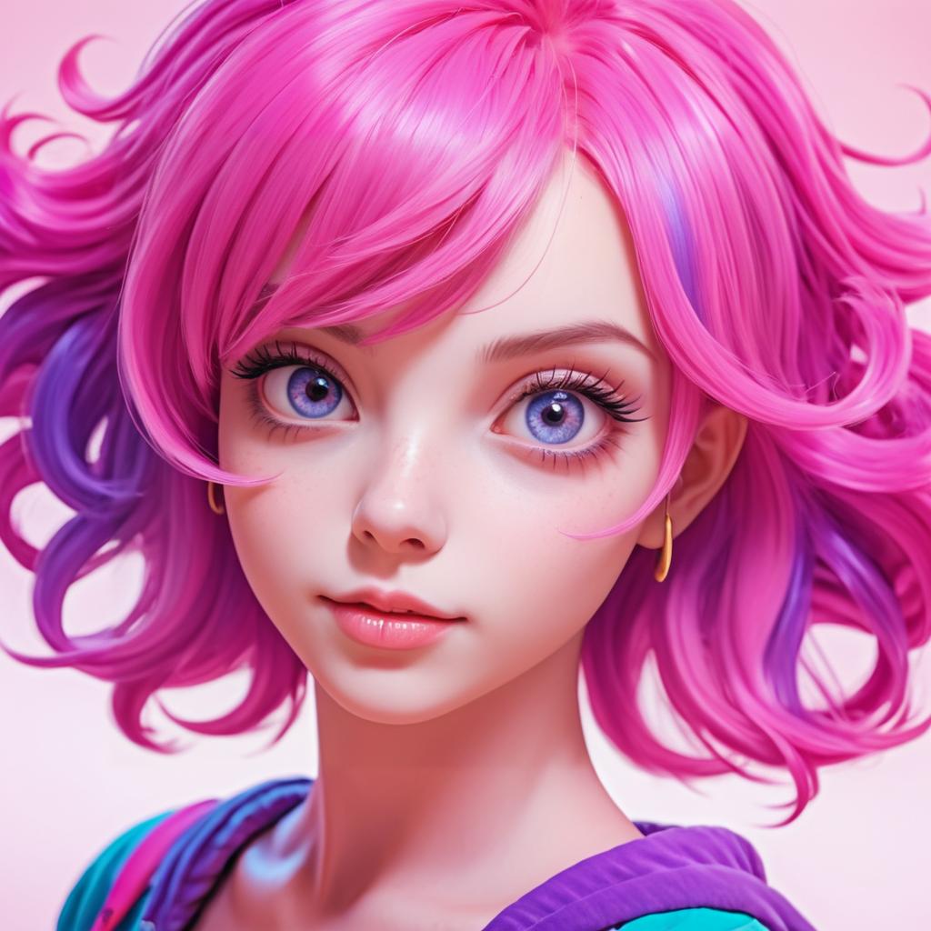 Vibrant Pink-Haired Anime Character Portrait