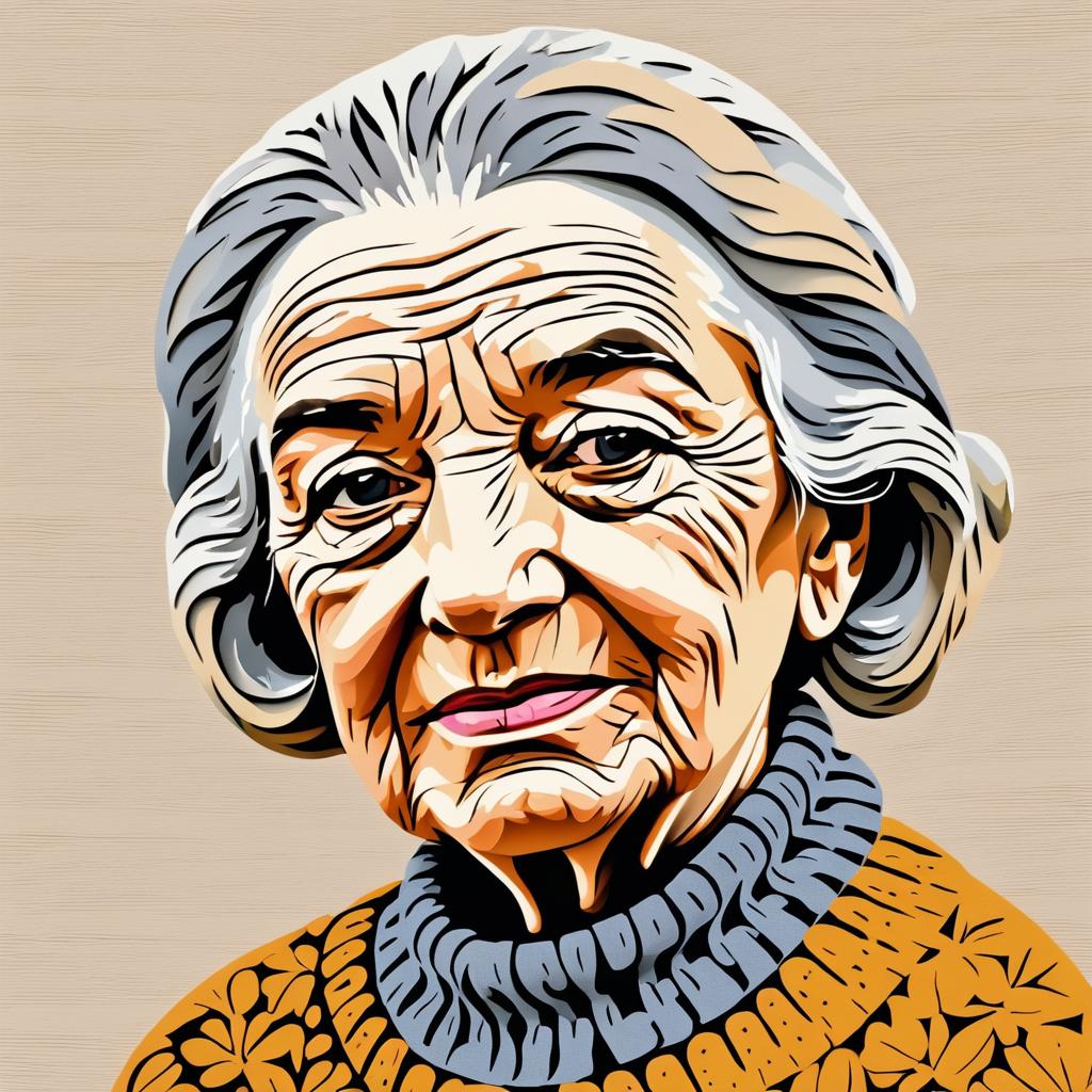 Elderly Woman Portrait in Picasso Style