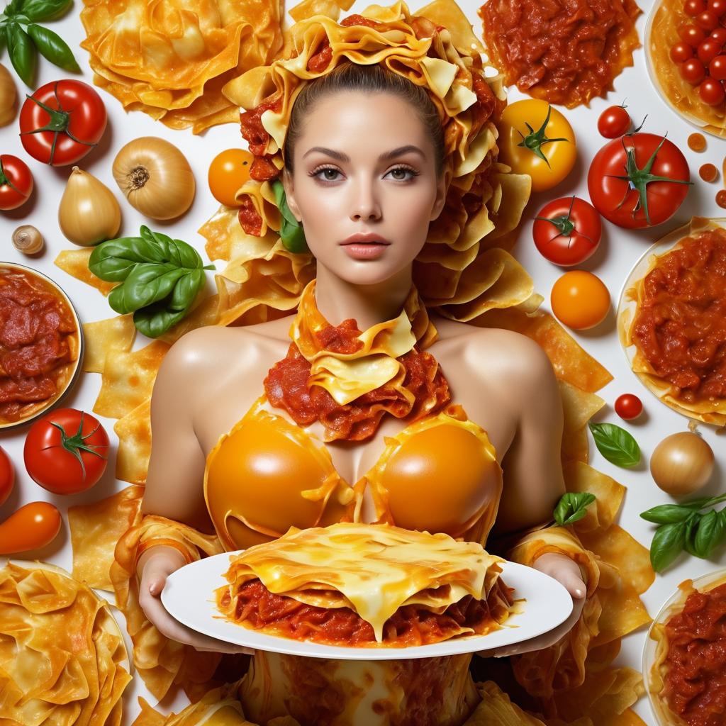 Artistic Food Fashion with Confident Woman