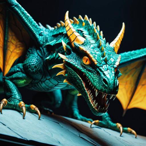 Emerald Wyvern Close-Up with Amber Eyes Emerald Wyvern Close-Up with Amber Eyes