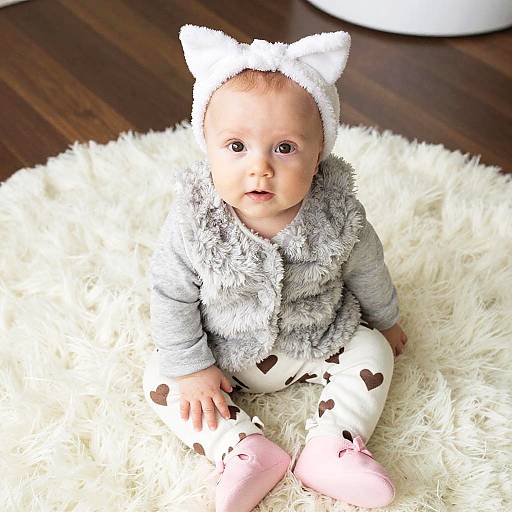 Adorable Baby on Fluffy Rug