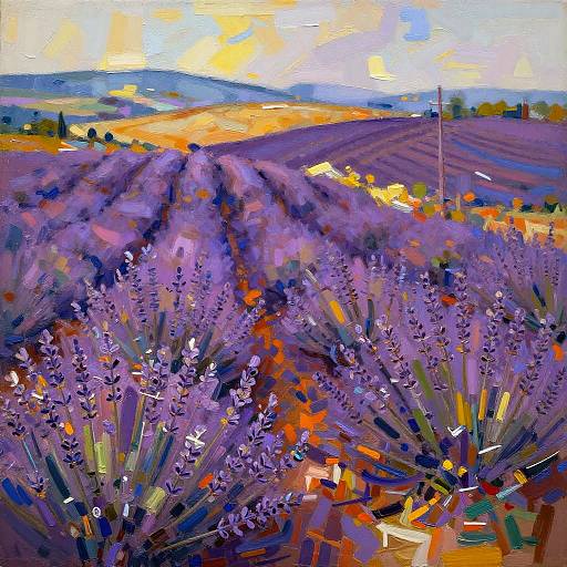 Sunlit Lavender Abstract Landscape