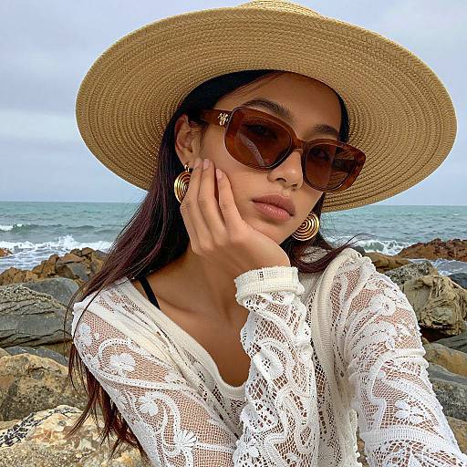 Elegant Woman by the Ocean