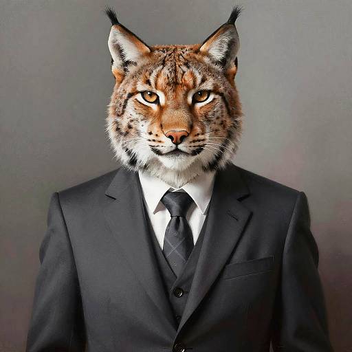 Stern Lynx Banker Digital Portrait