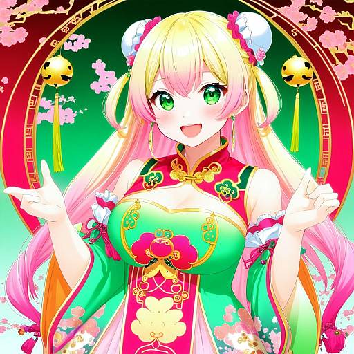 Illustration of Momosuzu nene (old design), hololive in the style of Necomi