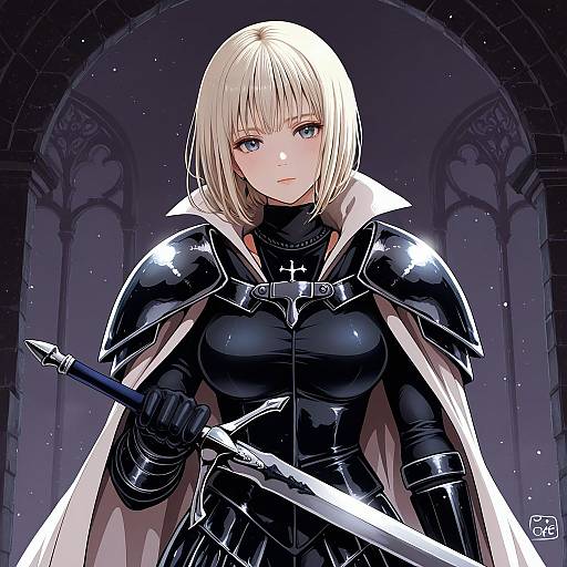 Illustration of Clare (claymore), claymore (series) in the style of Pako (pousse-cafe)