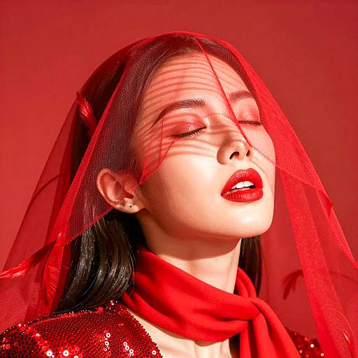 Striking Portrait of a Red-Clad Beauty