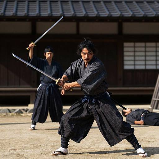 Dramatic Samurai Showdown in Tradition