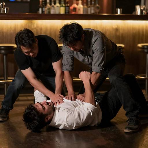 Intense Bar Confrontation in Low Light