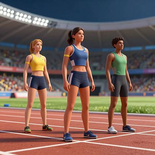 3D Stadium Showdown: Tense Athlete Standoff