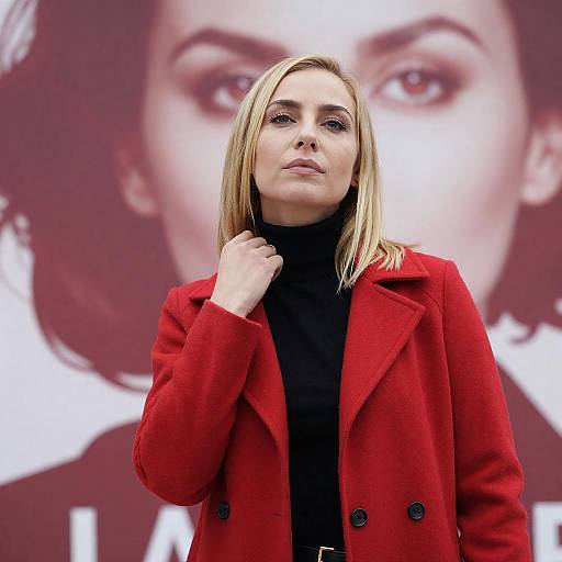 Blonde Woman in Red Coat Photography