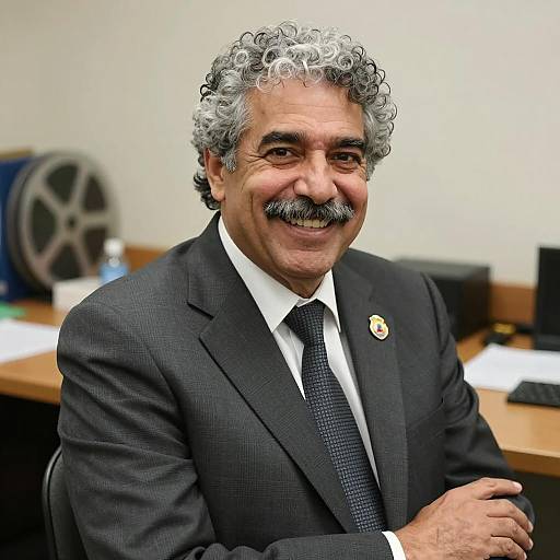 Smiling Middle-Aged Man in Office