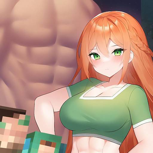 Illustration of Alex (minecraft), minecraft in the style of Sora 72-iro