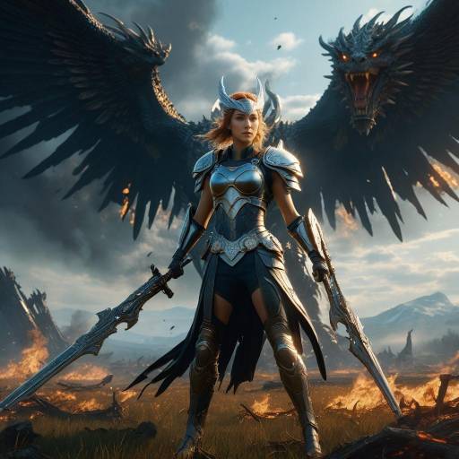 Epic Cybernetic Valkyrie and Fallen Dragon Epic Cybernetic Valkyrie and Fallen Dragon