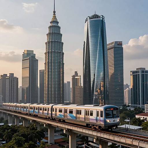 Modern Metro Manila Skyline with Elevated Train in 2050