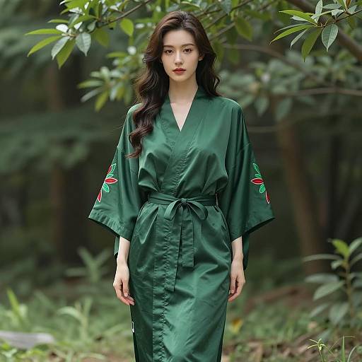 Serene Elegance in a Green Forest