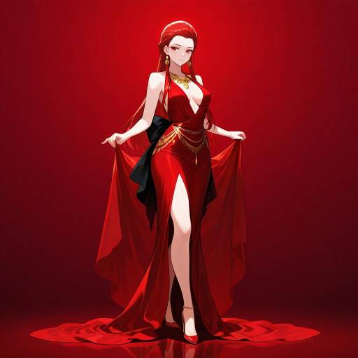 Elegant Redhead in Striking Red Dress Elegant Redhead in Striking Red Dress