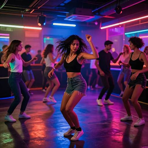 Vibrant Neon Nightclub Dance Scene