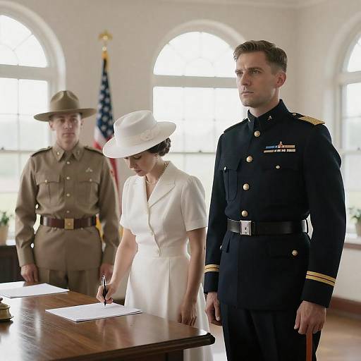 Historic Military Meeting in Sunlit Room