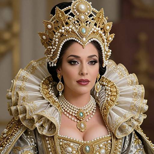 Opulent Woman in Ornate Costume