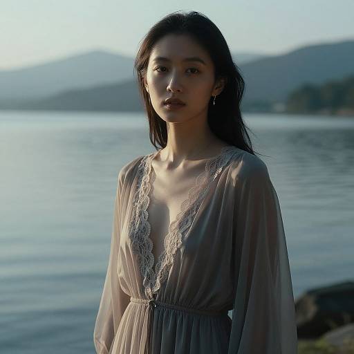 Cinematic Lakeside Portrait in Maxi Dress